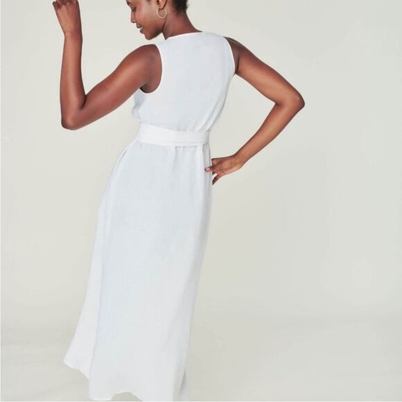 Andie The Maxi Wrap Dress Linen‎ Coconut Women's Size Medium Summer Vacation NWT - Picture 3 of 13